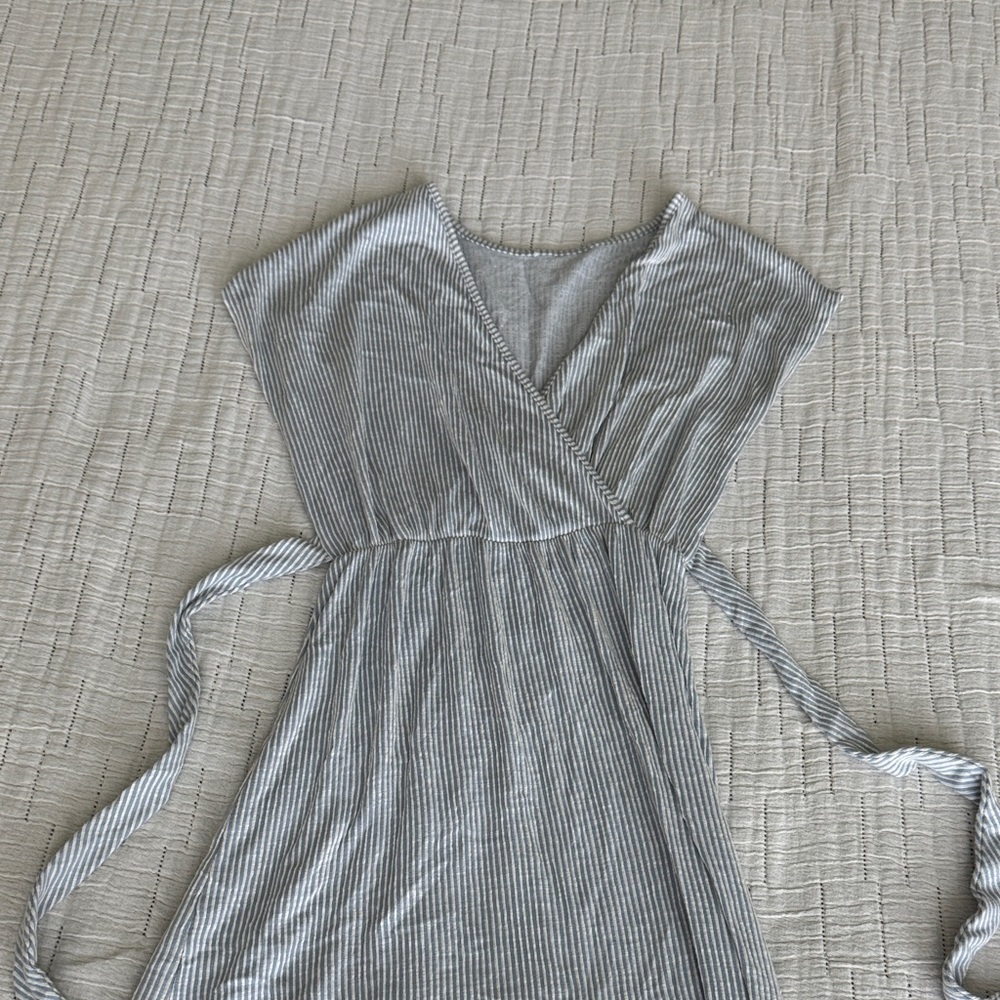 Striped Gray Wrap Dress